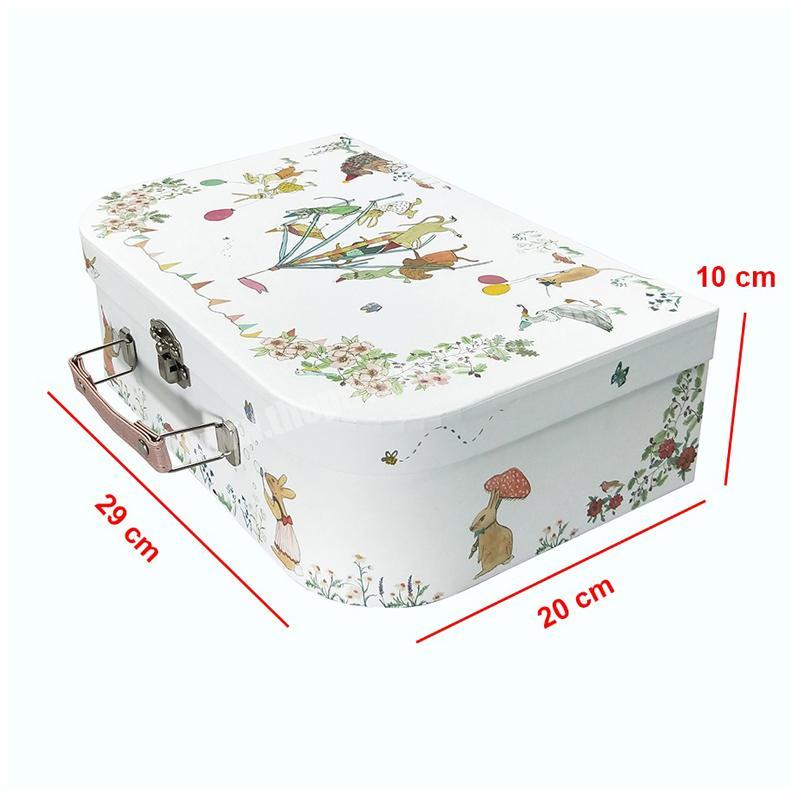 ZL Cartoon Christmas Baby Gift Box Candy Toy Storage Custom Design Hard Cardboard Packaging Craft Square Suitcase Box With Lock wholesaler