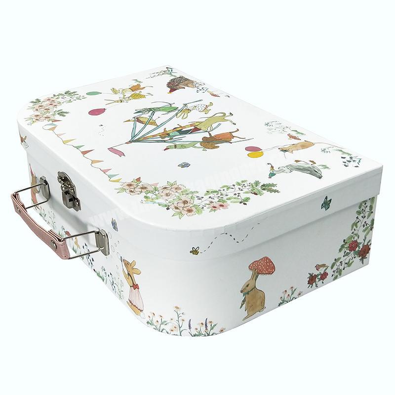 ZL Cartoon Christmas Baby Gift Box Candy Toy Storage Custom Design Hard Cardboard Packaging Craft Square Suitcase Box With Lock