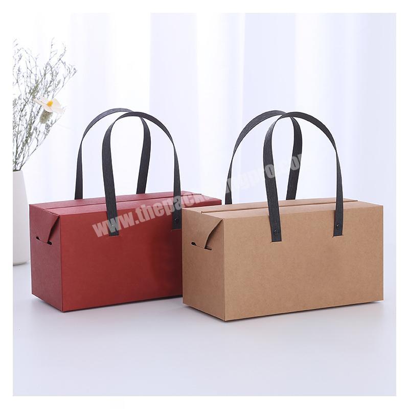 ZL Chinese Vintage Red Creative Wedding Candy Box Cookie Tea Chocolate Eco Friendly Packaging Kraft Paper Bag With Handle
