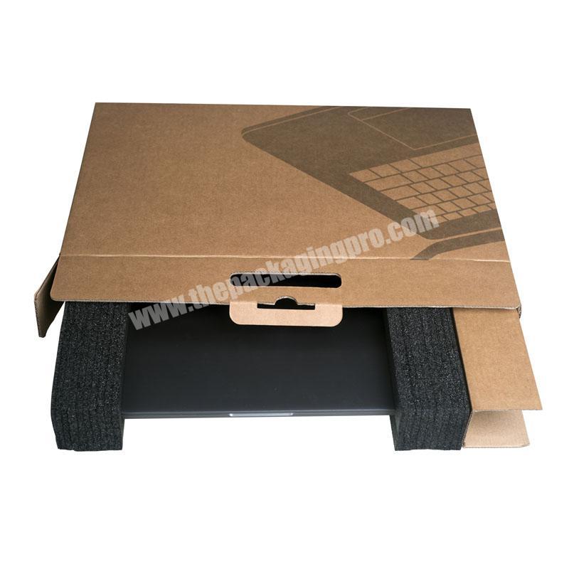 ZL Custom Consumer Electronic Devices Corrugated Cardboard Notebook Computer Packaging Shipping Box With Plastic Handle