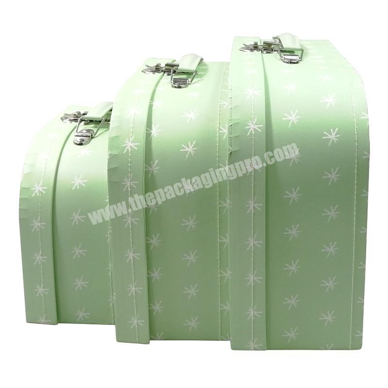 custom ZL Custom Design Square Premium Craft Hard Paper Gift Packaging Box Set Metal Handle Wholesale Cardboard Suitcases With Lock 