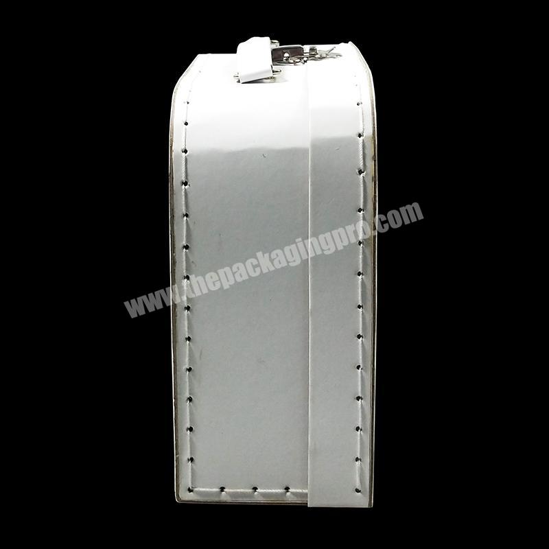 ZL Custom Logo Suitcase Box Luxury White Metal Handle And Button Lock Gift Packaging With Manual Stitch And Inside Printing