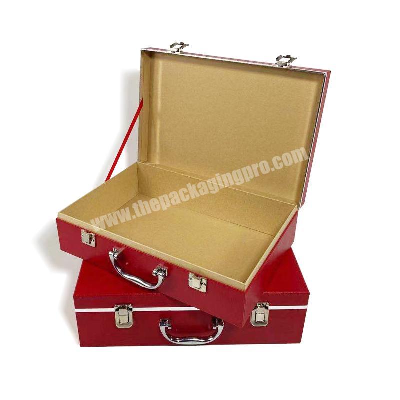 ZL Customized Vintage Red Gifts And Crafts Crocodile Texture Portable Cardboard  Suitcases Travel Luggage Storage Box Design factory