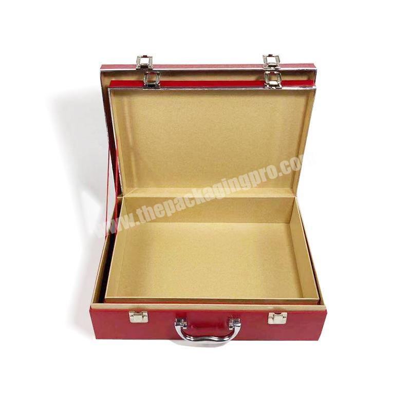 ZL Customized Vintage Red Gifts And Crafts Crocodile Texture Portable Cardboard  Suitcases Travel Luggage Storage Box Design manufacturer