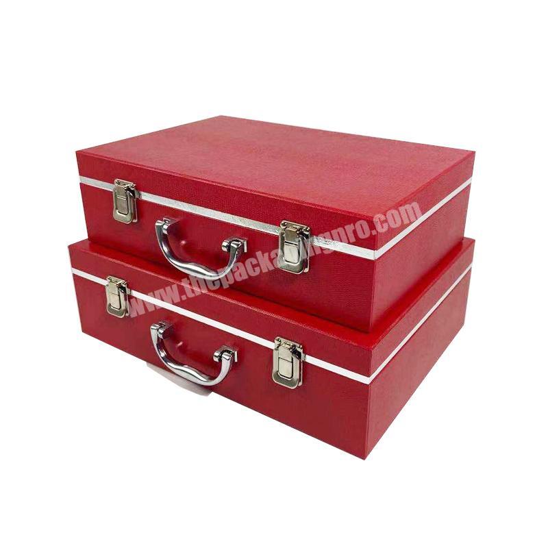 ZL Customized Vintage Red Gifts And Crafts Crocodile Texture Portable Cardboard  Suitcases Travel Luggage Storage Box Design