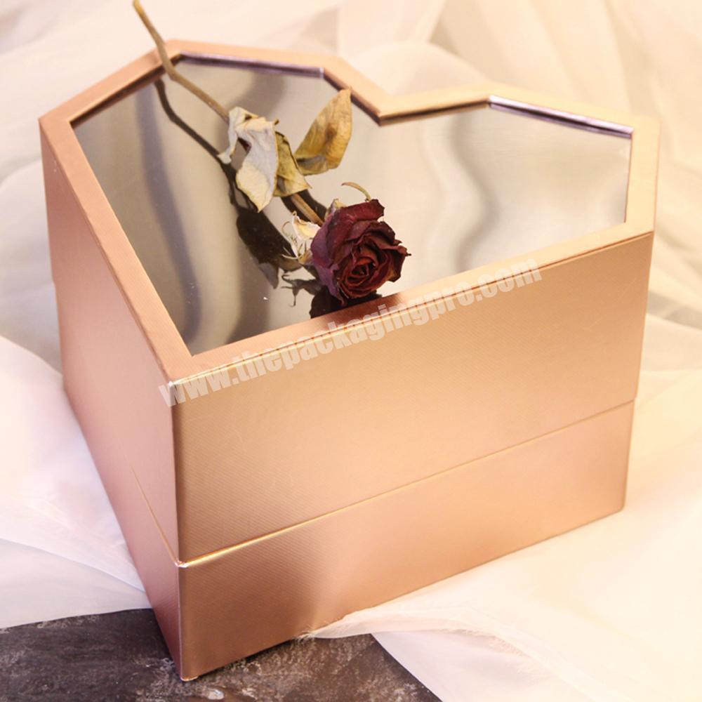 ZL High-end Valentine's Day Heart shaped Handmade Gift Box Wedding Companion Hand Gift Box Rose Flower Box With Window