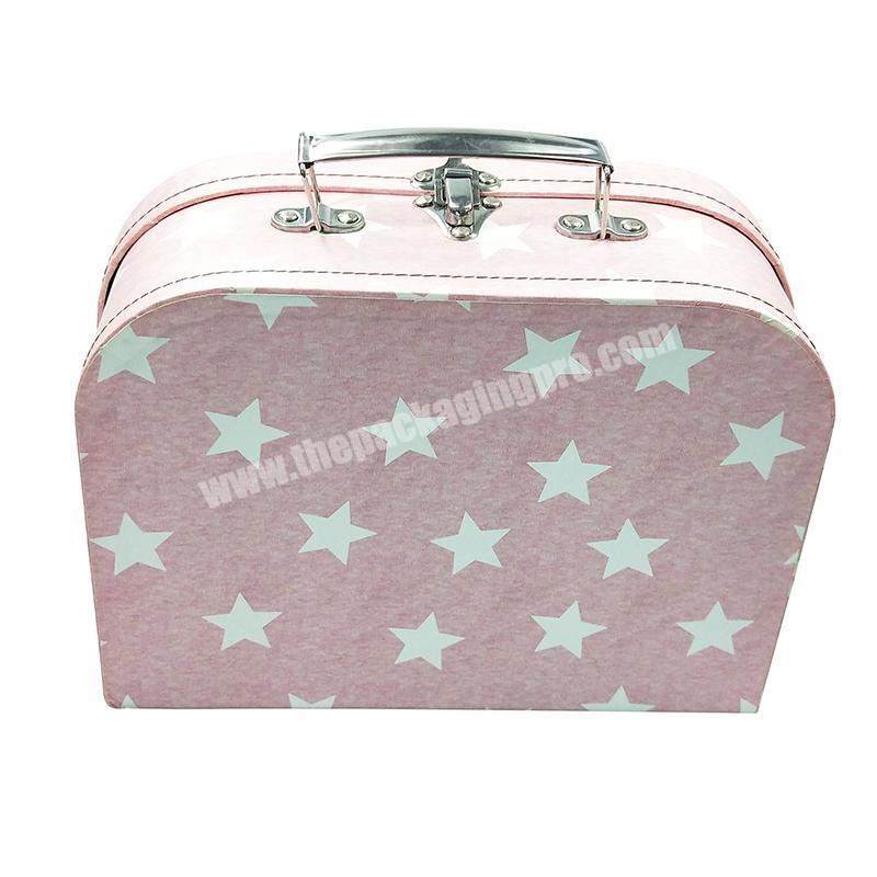 ZL Jewellery Storage Cosmetic Packaging Star Pink Square Gift Box With Handle Recycled Paper Cardboard Suitcase Boxes Wholesale factory