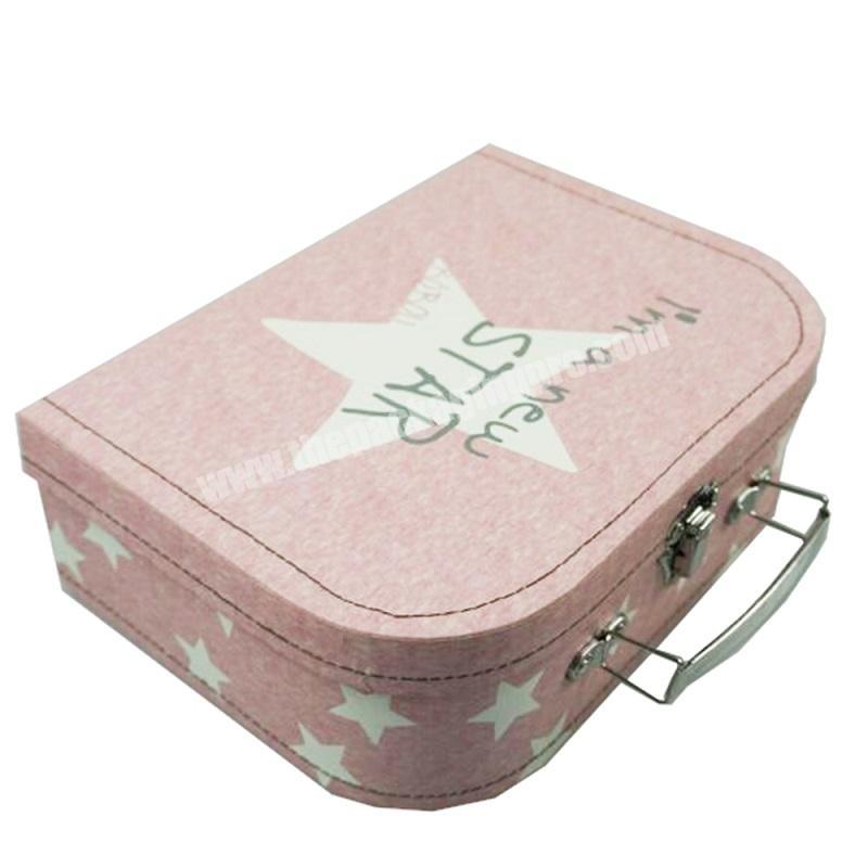 personalize ZL Jewellery Storage Cosmetic Packaging Star Pink Square Gift Box With Handle Recycled Paper Cardboard Suitcase Boxes Wholesale
