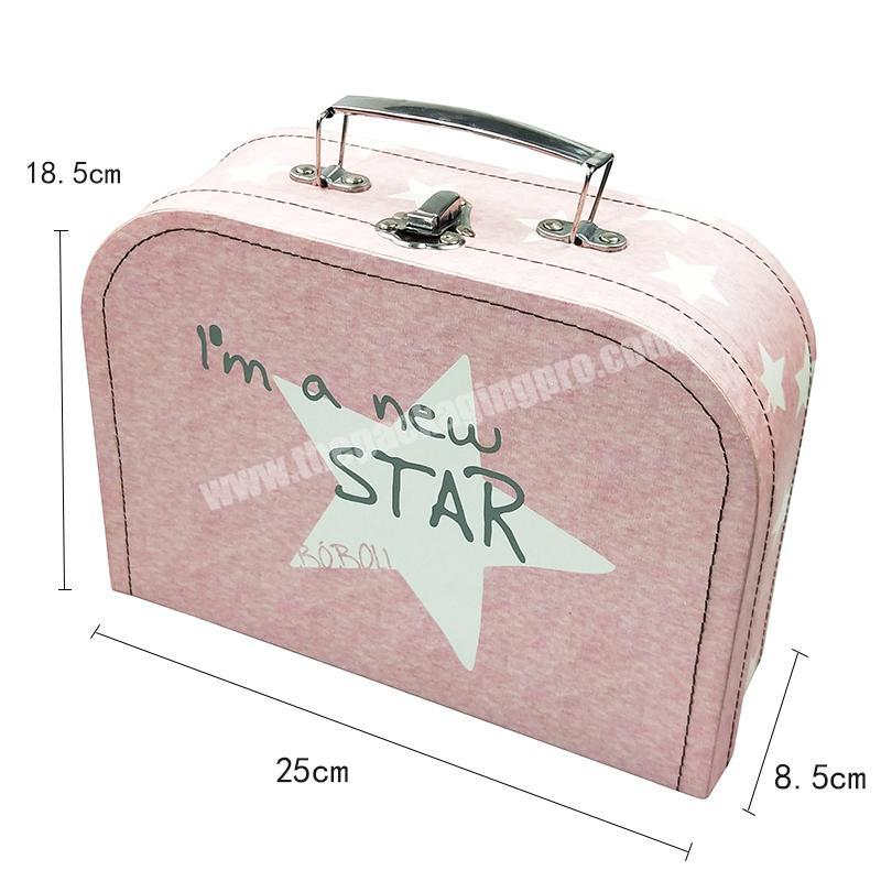 ZL Jewellery Storage Cosmetic Packaging Star Pink Square Gift Box With Handle Recycled Paper Cardboard Suitcase Boxes Wholesale wholesaler