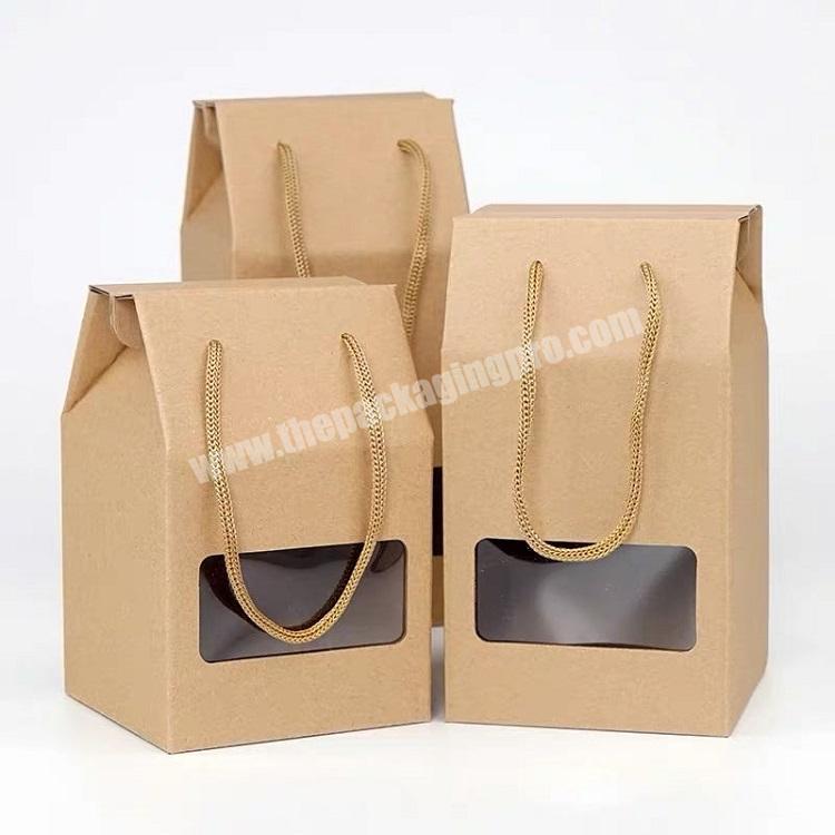ZL Tote Small Kraft Paper Corrugated Recyclable Box With Handle Soap Bee Honey Packaging Boxes Cup Gift Box With Window