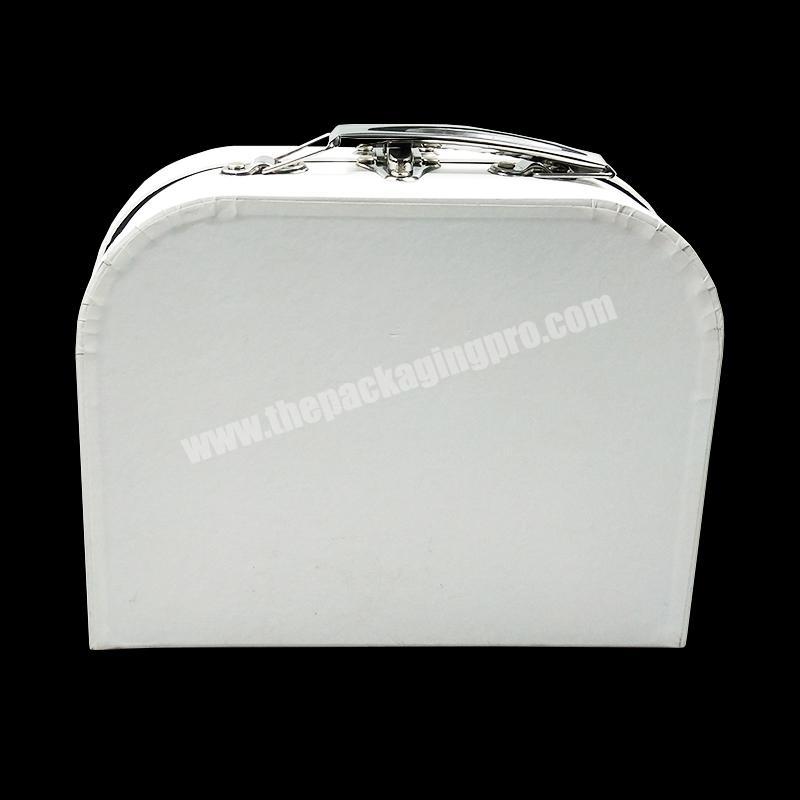 ZL White Box Packaging Product Personalized Custom Suitcase Craft Eco-friendly Hard Paper Metal Lock Square Gift Box With Handle manufacturer