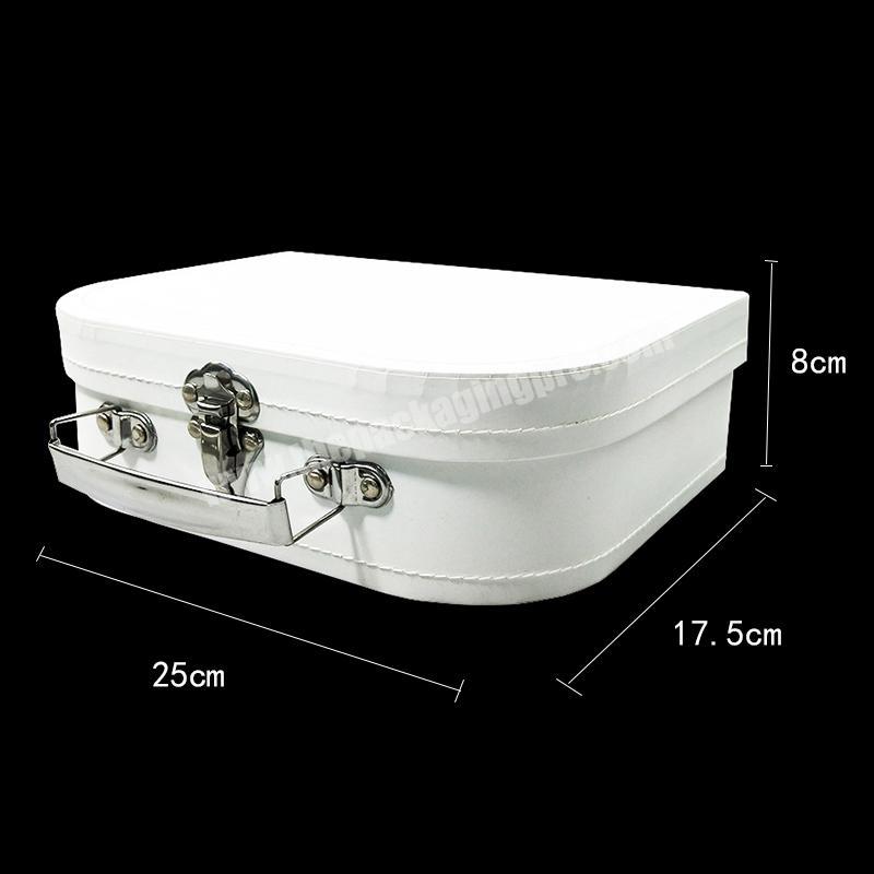 ZL White Box Packaging Product Personalized Custom Suitcase Craft Eco-friendly Hard Paper Metal Lock Square Gift Box With Handle wholesaler
