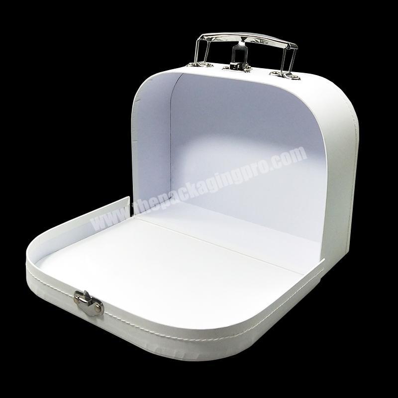 ZL White Box Packaging Product Personalized Custom Suitcase Craft Eco-friendly Hard Paper Metal Lock Square Gift Box With Handle