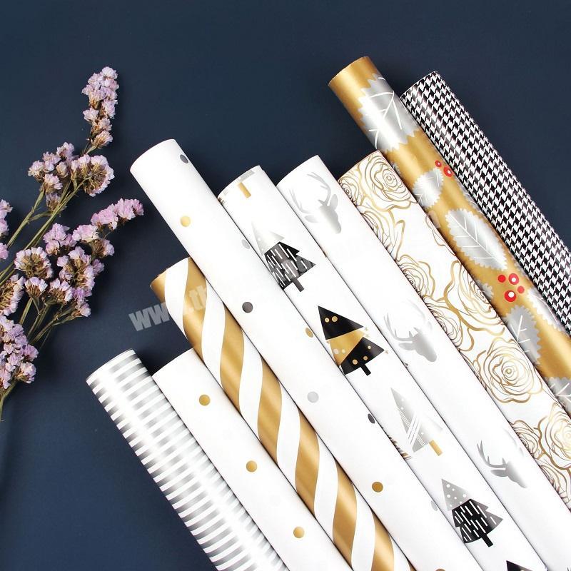 ZL Wholesale Luxury Golden Silver Stripes Polka Dots Tissue Paper White Eco friendly Personalised Christmas Gift Wrapping Paper