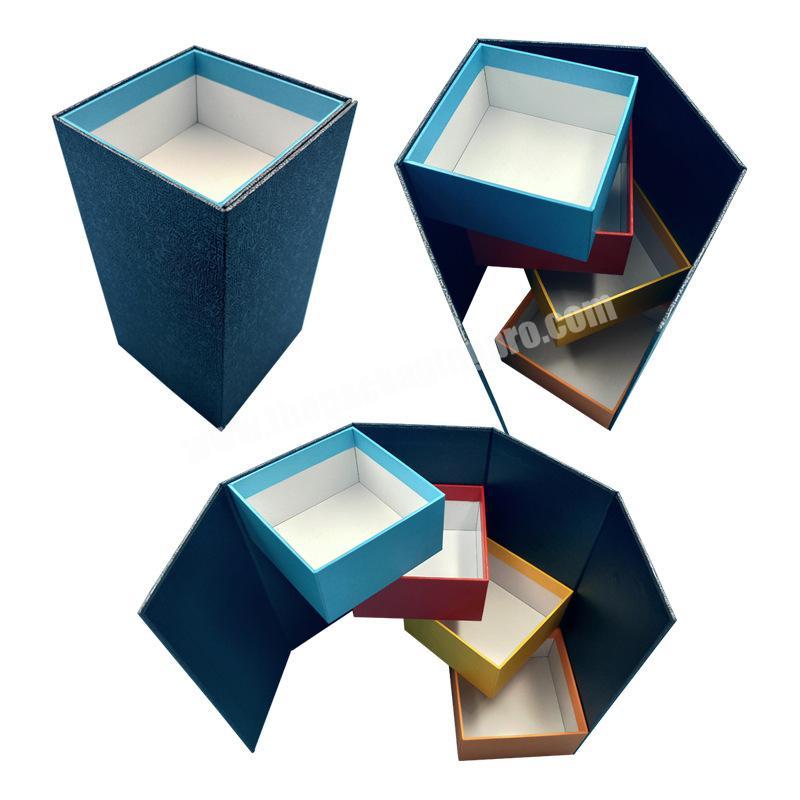 ZL creative three-dimensional overlapping four-layer multi-box low moq packaging box partitioned gift box custom LOGO