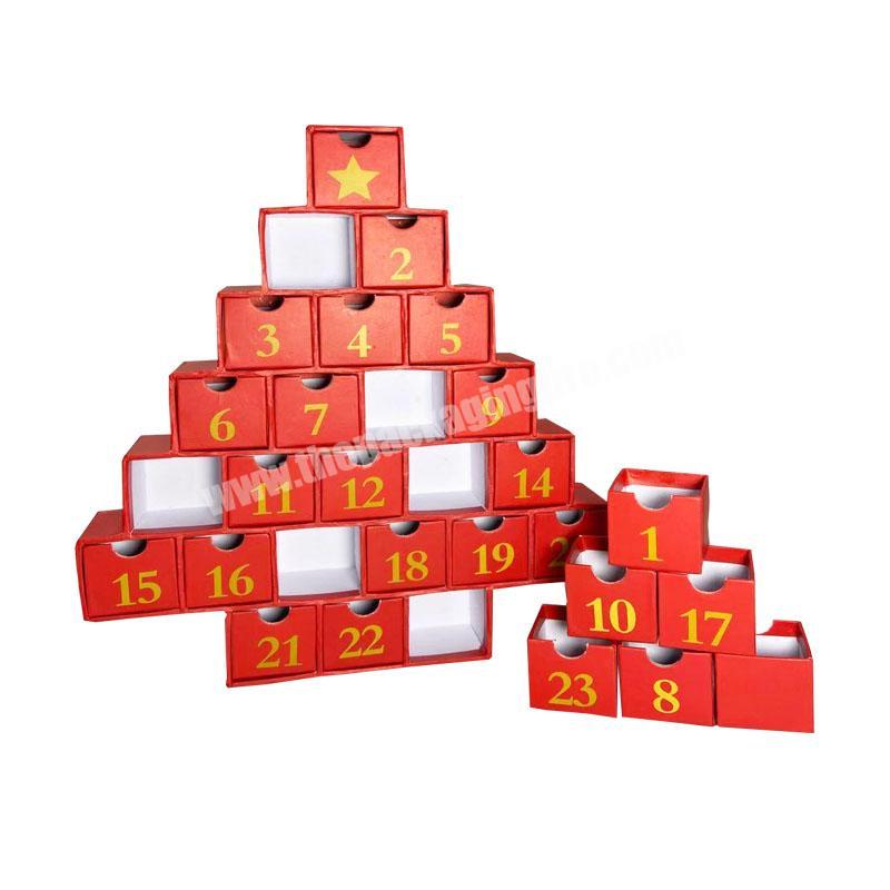 best welcome fashion custom wholesale paper cardboard empty advent christmas tree shaped calendar chocolate gift packaging box