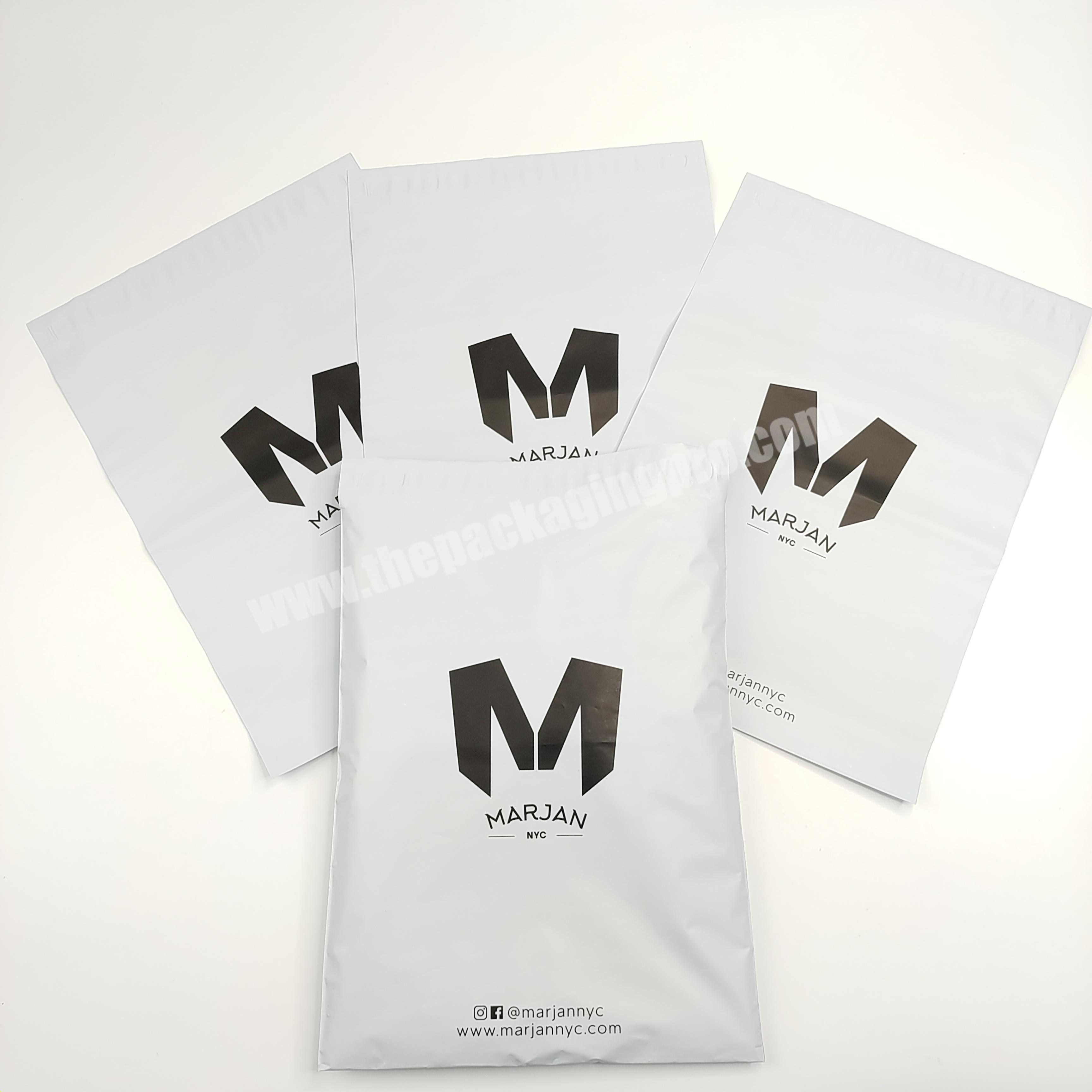 biodegradable  matte white custom  logo  poly mailer bag  for cosmetics eye lashswimwear packing courier bag envelope