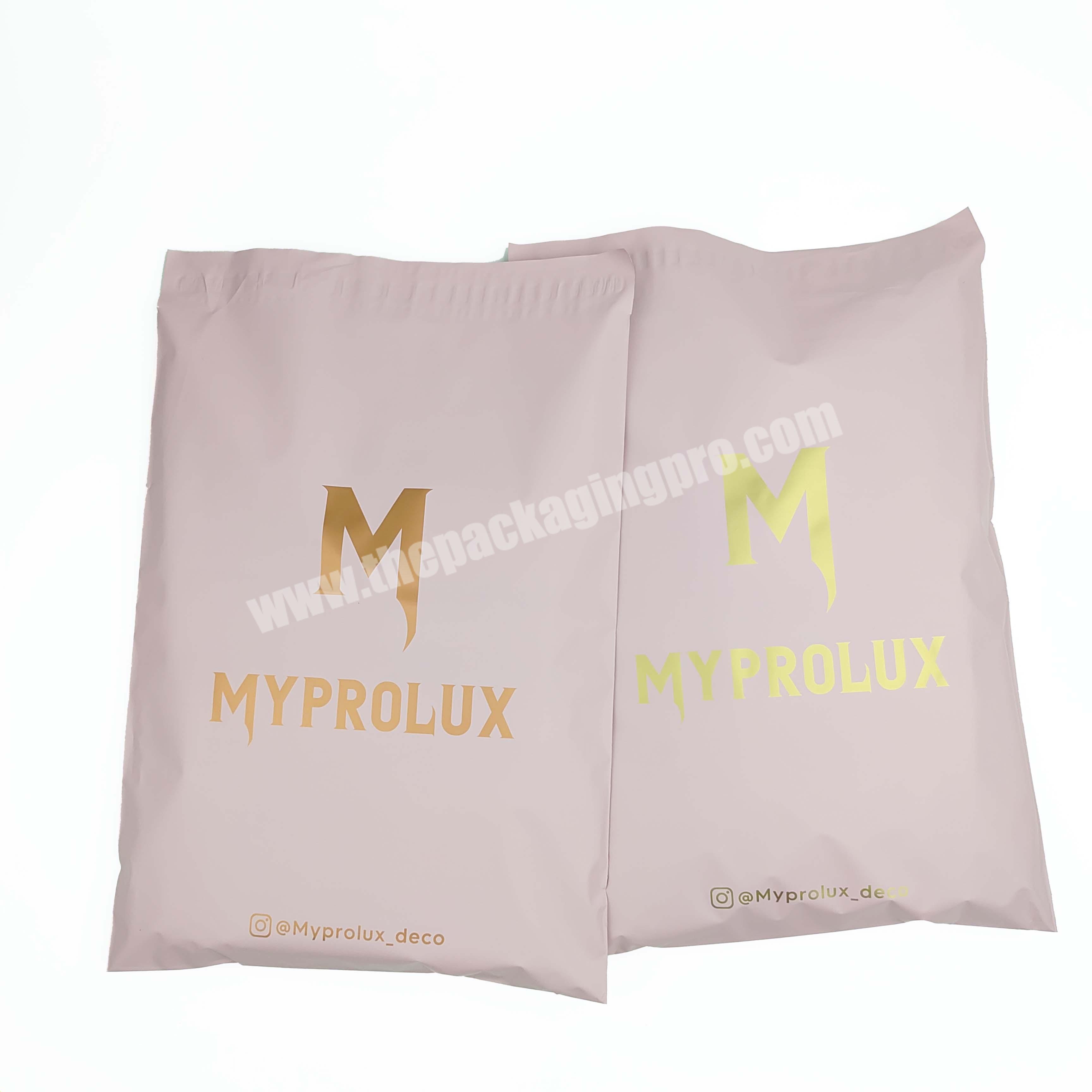 biodegradable poly custom logo print with rose gold & gold courier bags courier clothing packing bag ecommerce mailer
