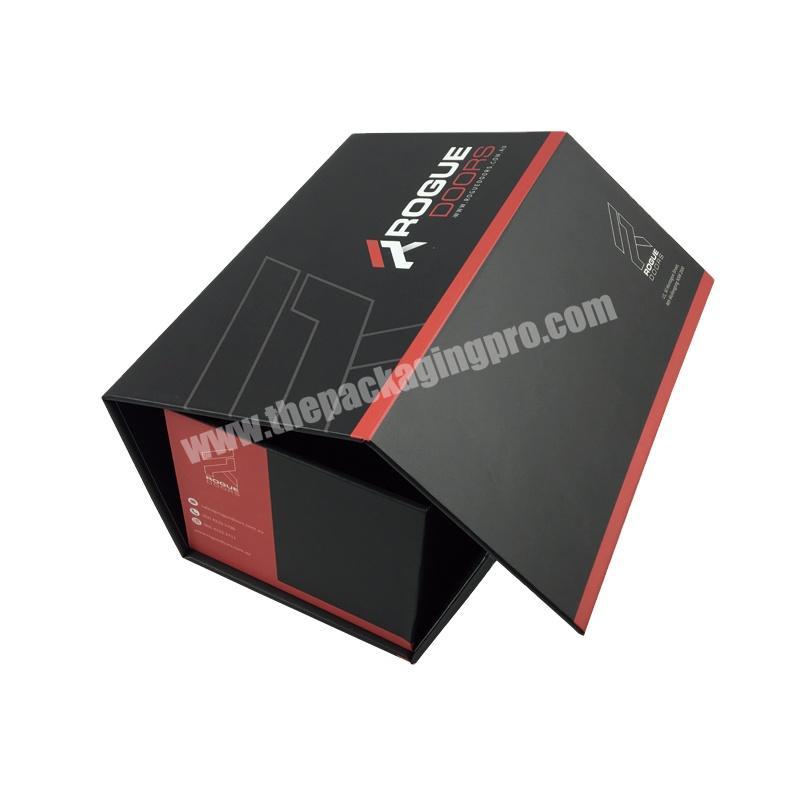black color rigid flat magnetic folding gift box for packaging