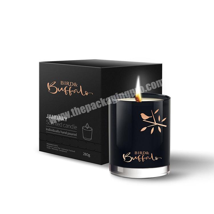 cheap black matte paper made candles packaging foil logo small product plain flat boxes