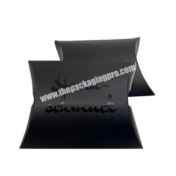 wholesale black custom printing UV glossy logo bracelet jewelry packaging paper pillow box with logo