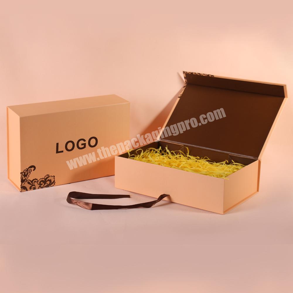 china wholesale magnetic custom paper foldable package gift box with ribbon