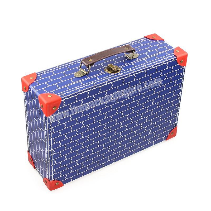 cosmetic gift set packaging box decorate the cartons travel suitcase toy storage box with metal handle factory