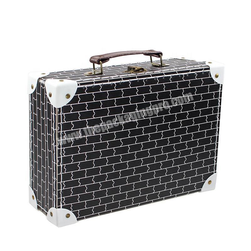 personalize cosmetic gift set packaging box decorate the cartons travel suitcase toy storage box with metal handle