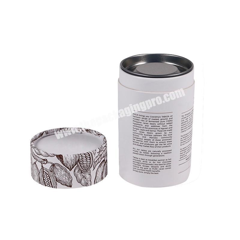 custom Eco compostable custom food grade aluminum liner paper cardboard craft tubes box packaging for tea food
