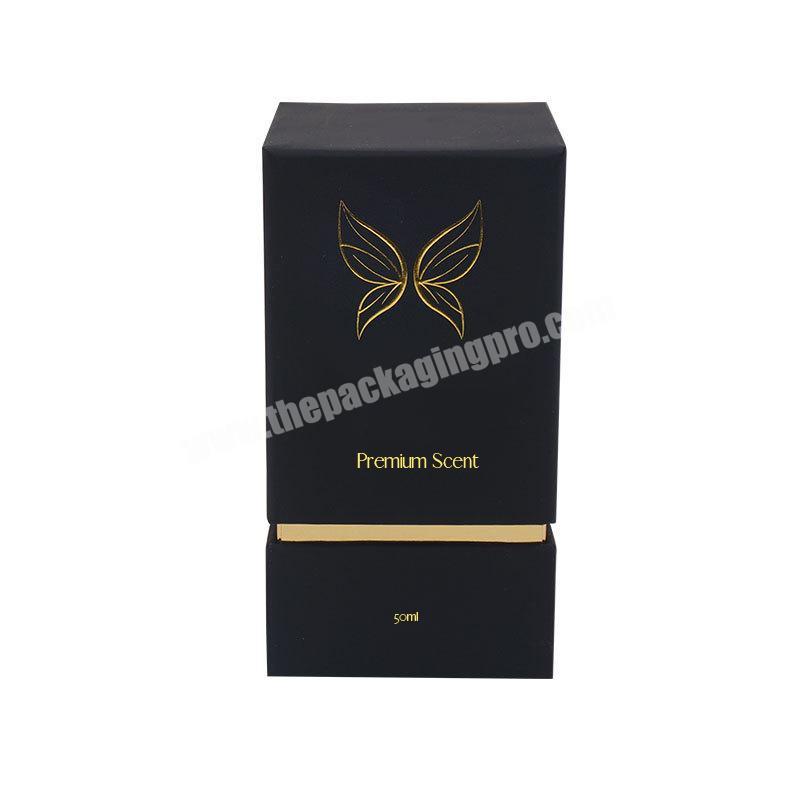 custom black cardboard empty perfume bottle packaging box fragrance gift packing paper box