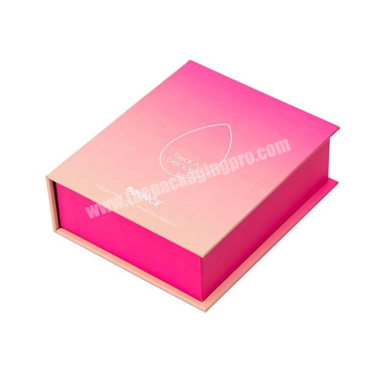 custom gradient pink box for magnetic beauty cosmetic packaging gift box with paper insert luxury