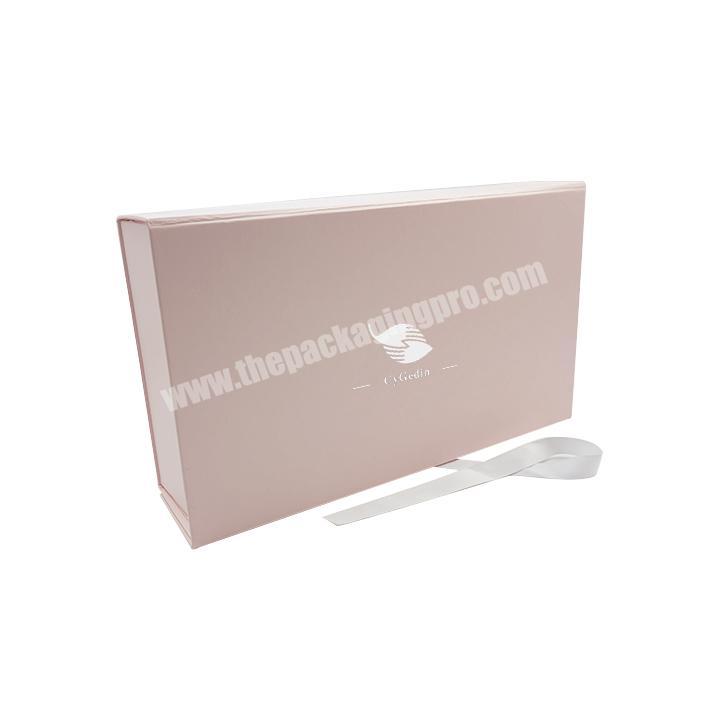 custom logo design folding foldable with ribbon paper packaging gift boxes for clothing cosmetic