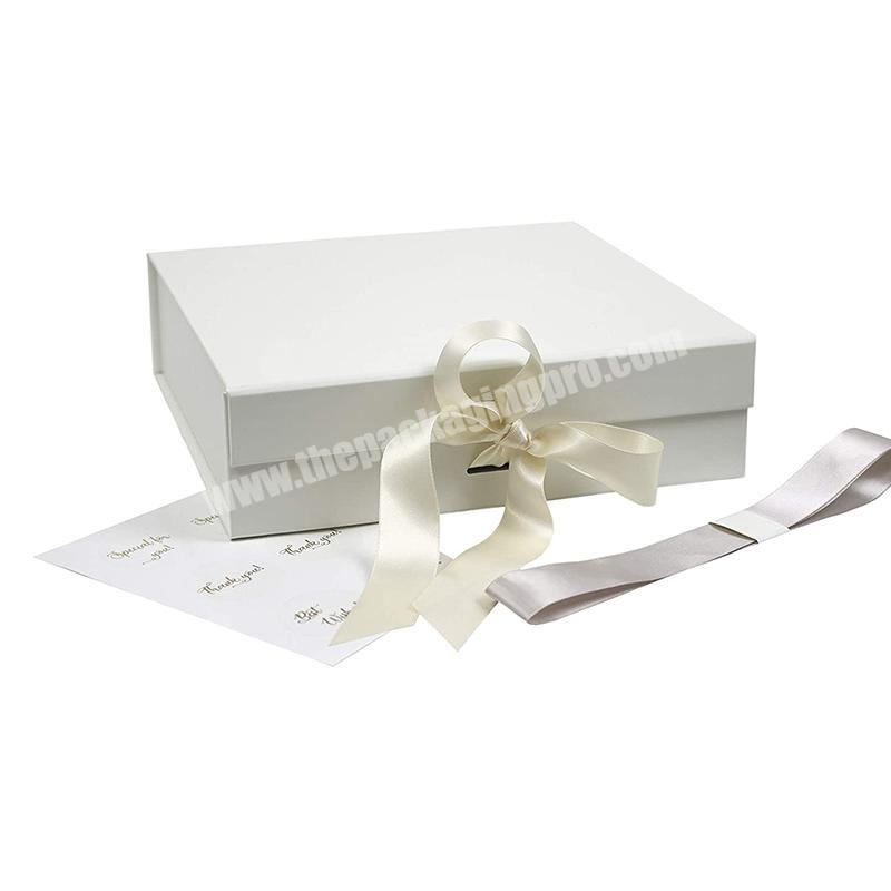 custom logo free design white gift box cardboard paper wedding gift box packaging with ribbon gift box