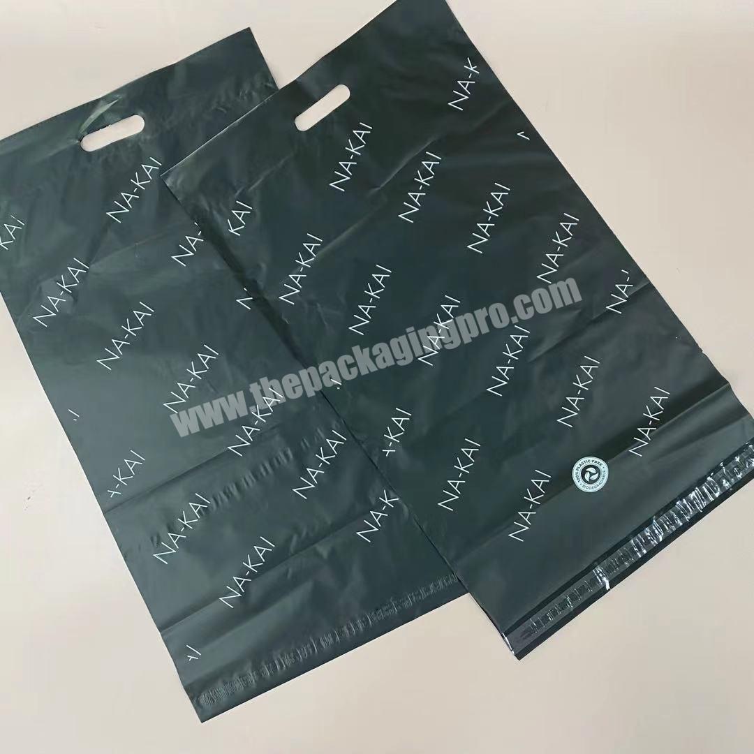 custom logo high quality thick  black poly mailer  with handle mailing bags packaging bags plastic