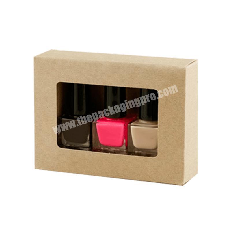 custom logo  kraft paper nail art polish packaging gift  display box with window for coasters