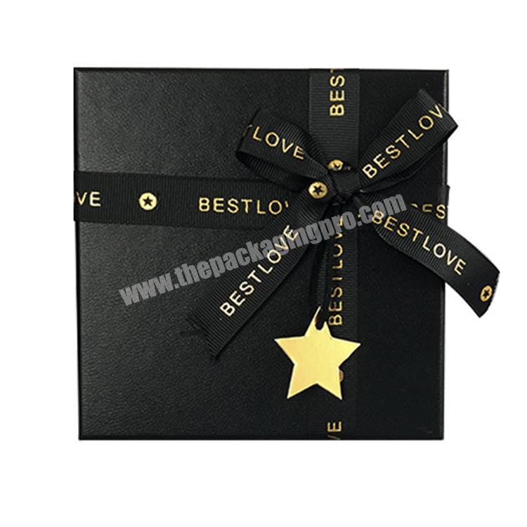 custom logo men black rigid gift packaging box luxury
