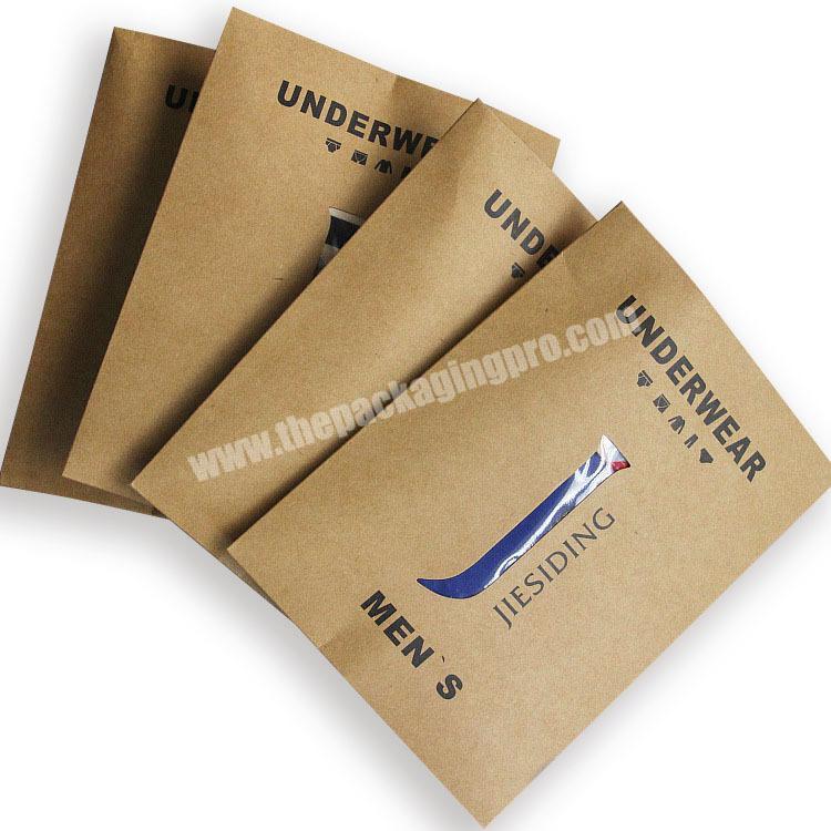 custom logo printing brown kraft paper recycle men's underwear packaging panties packaging