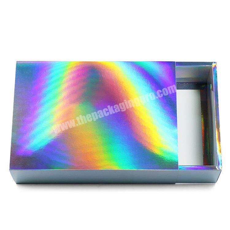 custom luxury holographic printing foldable sliding out beauty brushes packaging paper box