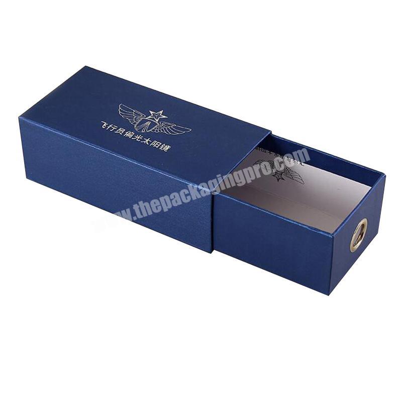 custom made drawer box style luxury navy blue rigid cardboard packaging skincare serum packaging box