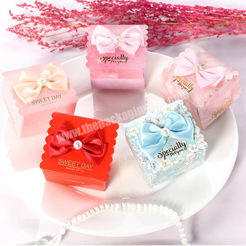 New Paper Gift Box White Embossing Small Candy Box Wih Ribbon Packaging  Wedding Favor Decoration Baby Shower Party Supplies