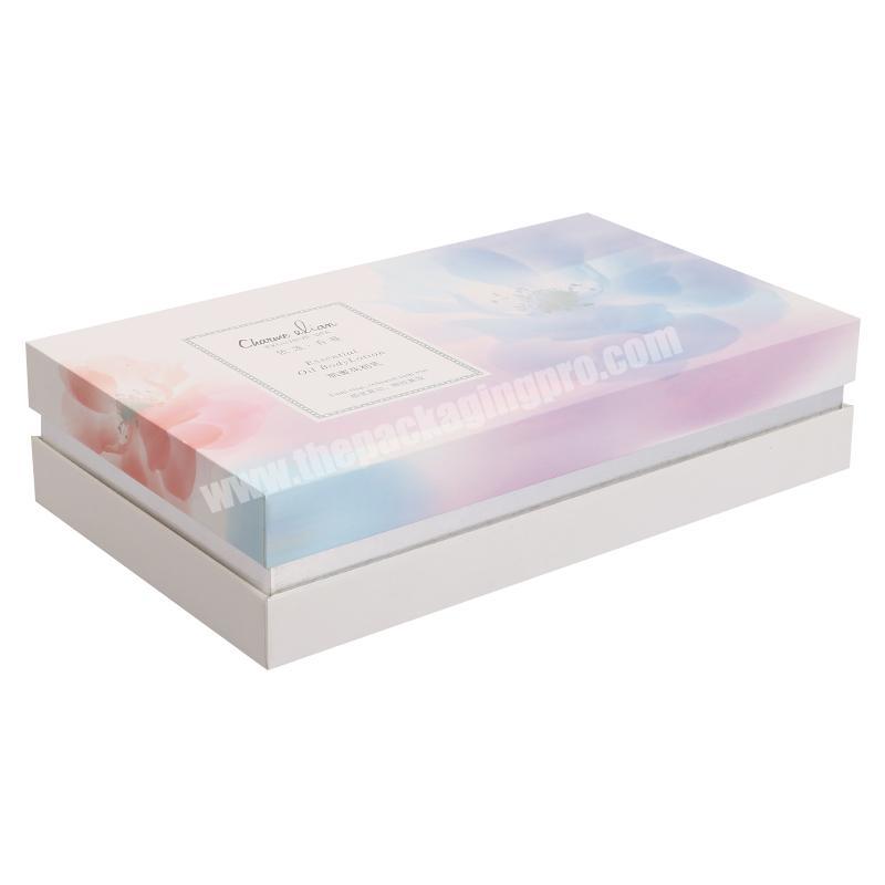 custom print luxury gift box cover at half of the box height skincare cosmetic set packaging