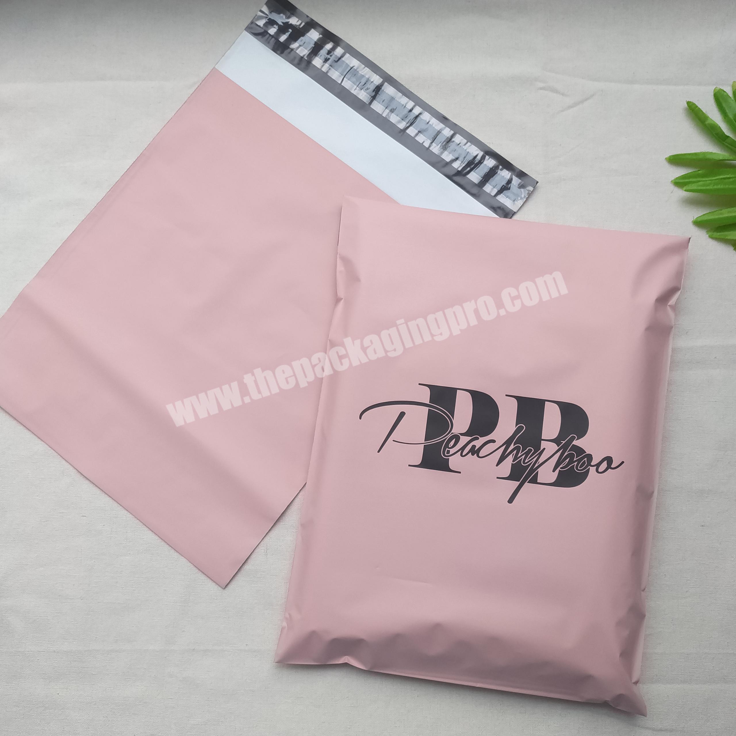 biodegradable matte   poly mailer custom logo print courier bags courier clothing packing bag matte pink with own logo