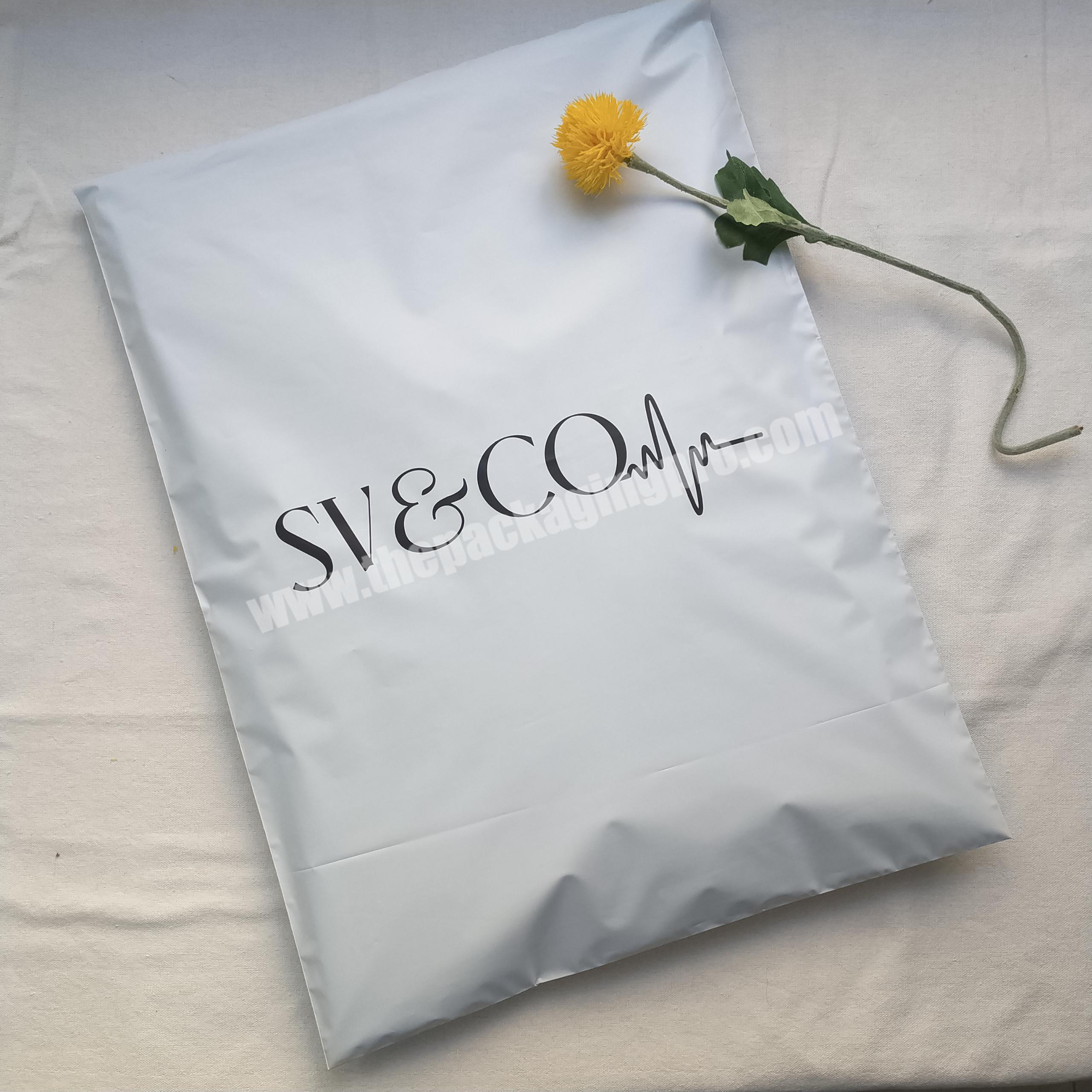custom print white color biodegradable poly mailer bag with rose gold logo plastic shipping packaging bag for courier