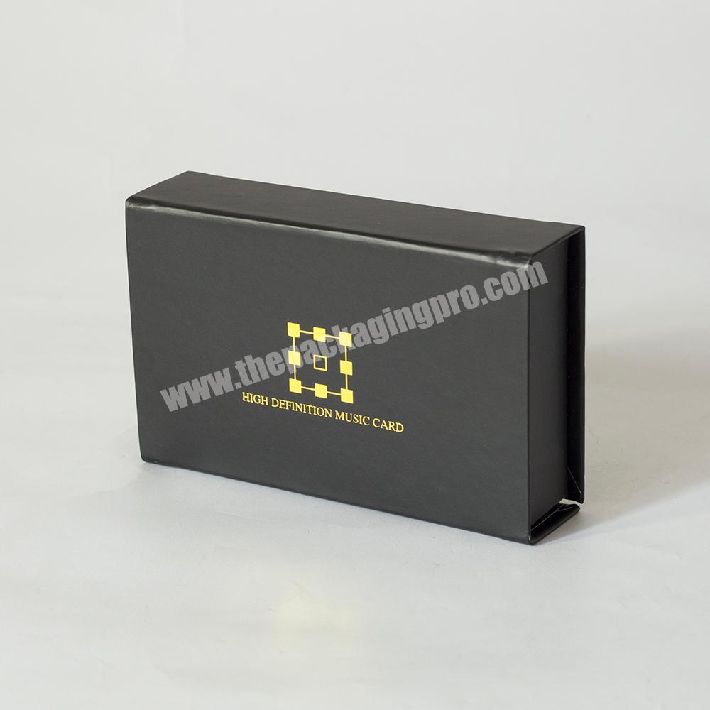 custom printed matt black logo gold foil magnetic cover credit card gift box packaging with foam insert