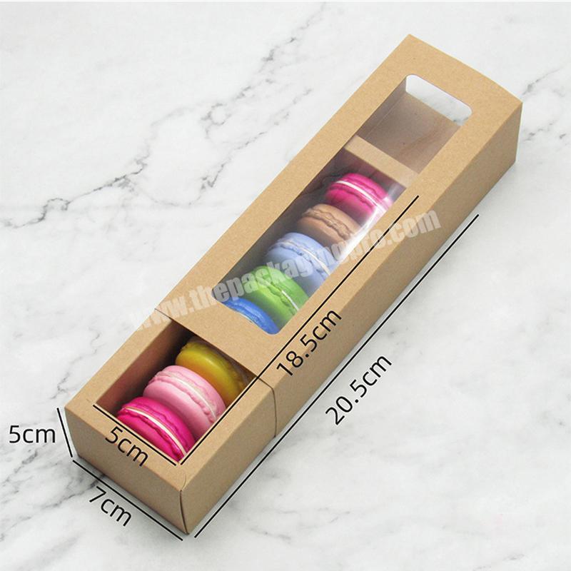 custom recyclable food grade Kraft paper decorative 12 PCS Macaron paper boxes with PET window