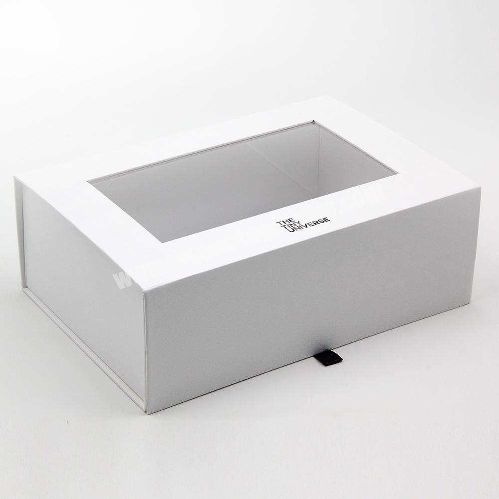 custom wholesale paper box new arrival fo simple elegant folding with clear PVC lid