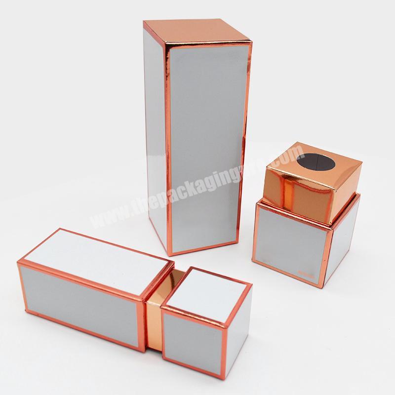 customize luxury rose gold lip gloss set gift package box empty cardboard paper boxes packaging custom