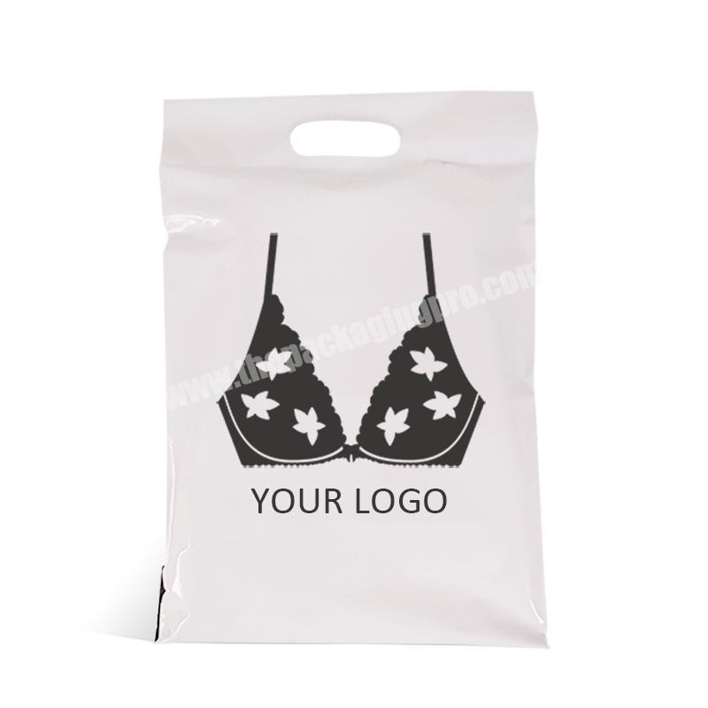 customized logo design white poly mailer mail plastic post package bag with handle  for clothes