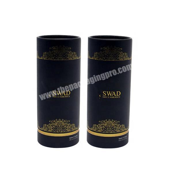 customized logo gold foil hot stamping printing perfume packaging box matte black perfume bottle with tube packaging