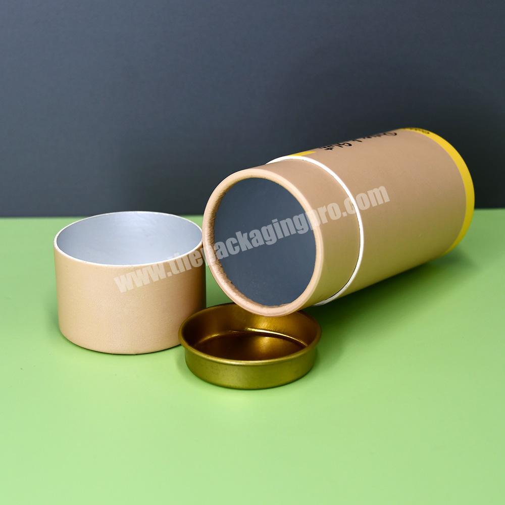 customized paper biodegradable tea packaging tube cardboard round boxes with metal lids inside Paper tube packaging